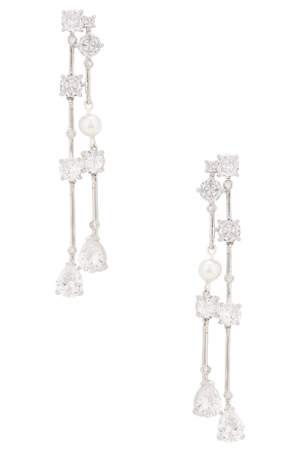 SHASHI Jones Diamond Pearl Drop in Silver | REVOLVE