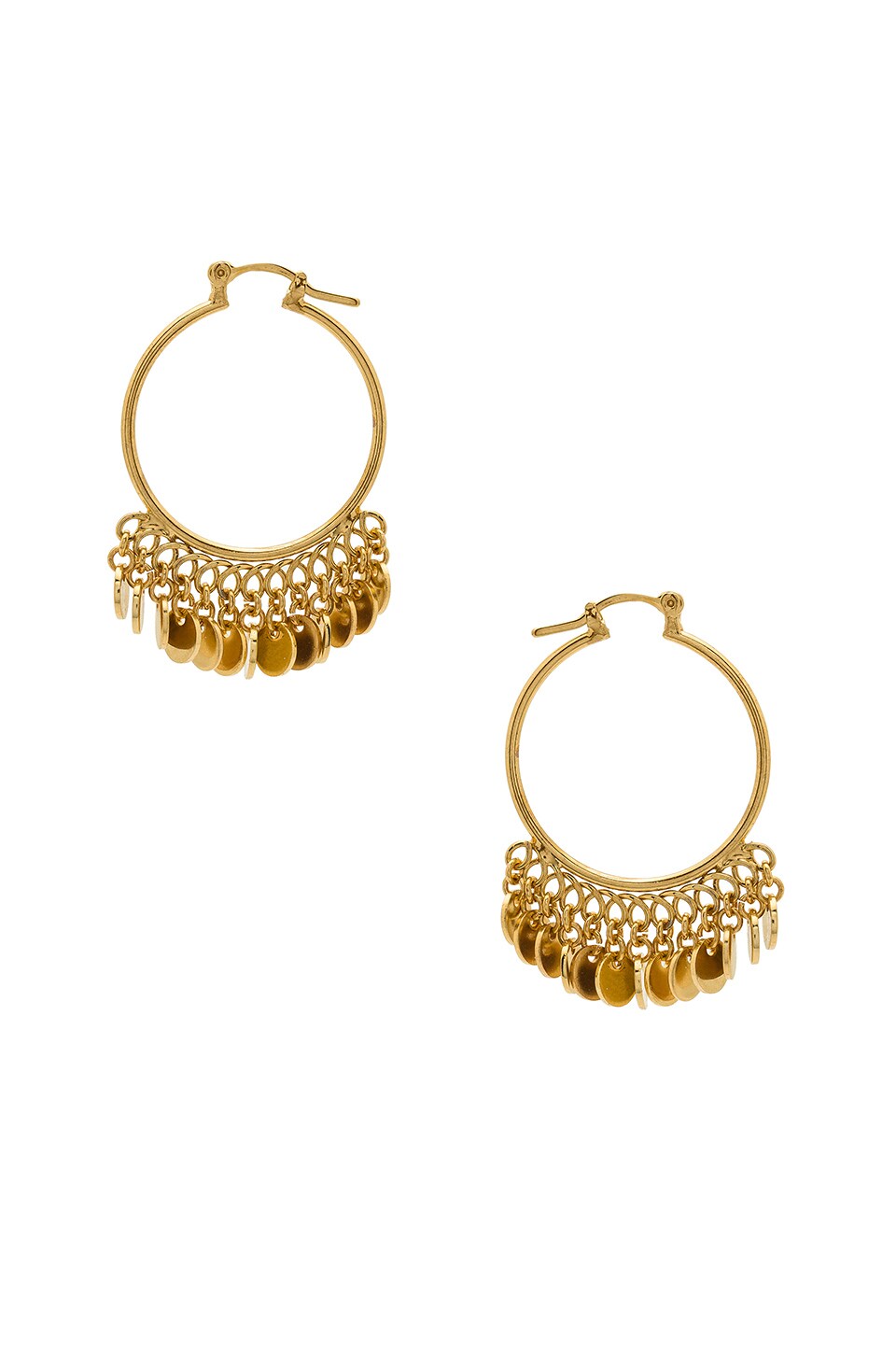 SHASHI Disc Drop Hoop Earrings in Gold | REVOLVE