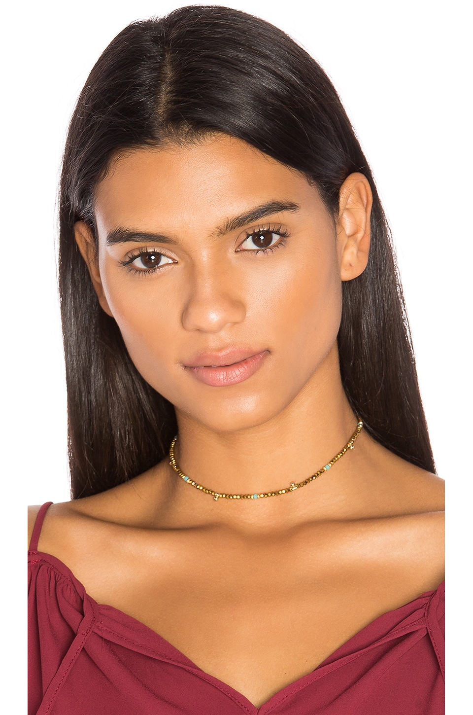 Shashi Eliza Crystal Choker In Yellow Gold Revolve