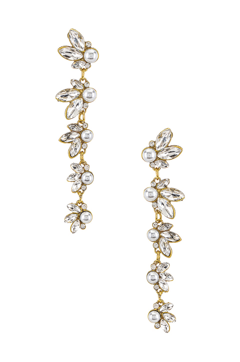 SHASHI Pearl Leaf Drop Earrings in Gold & Pearl | REVOLVE