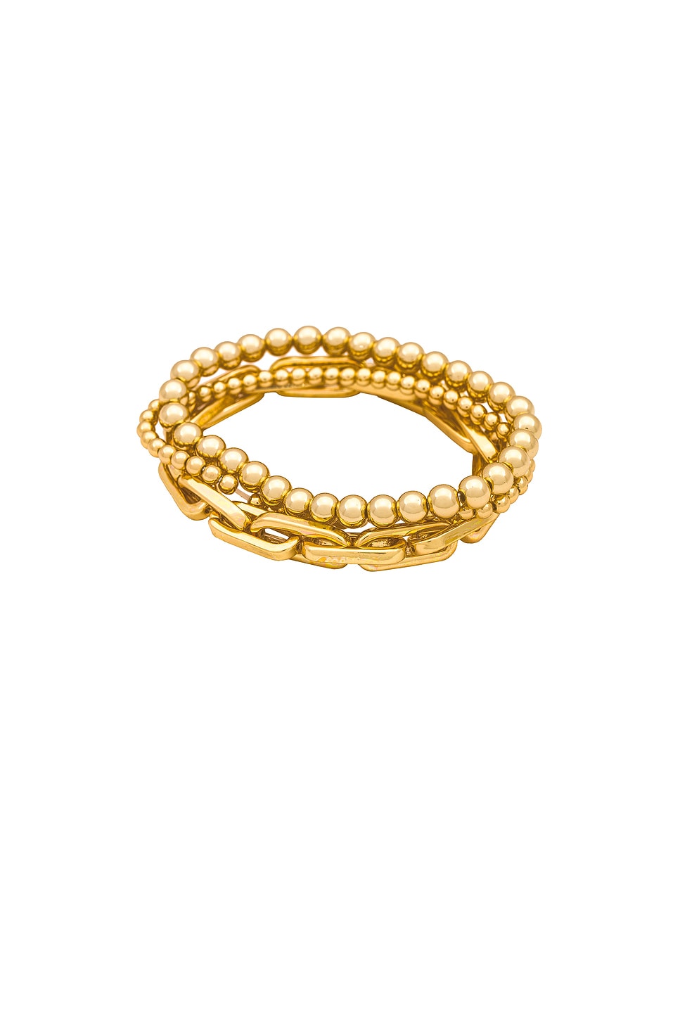 Gold beaded and chain bracelet