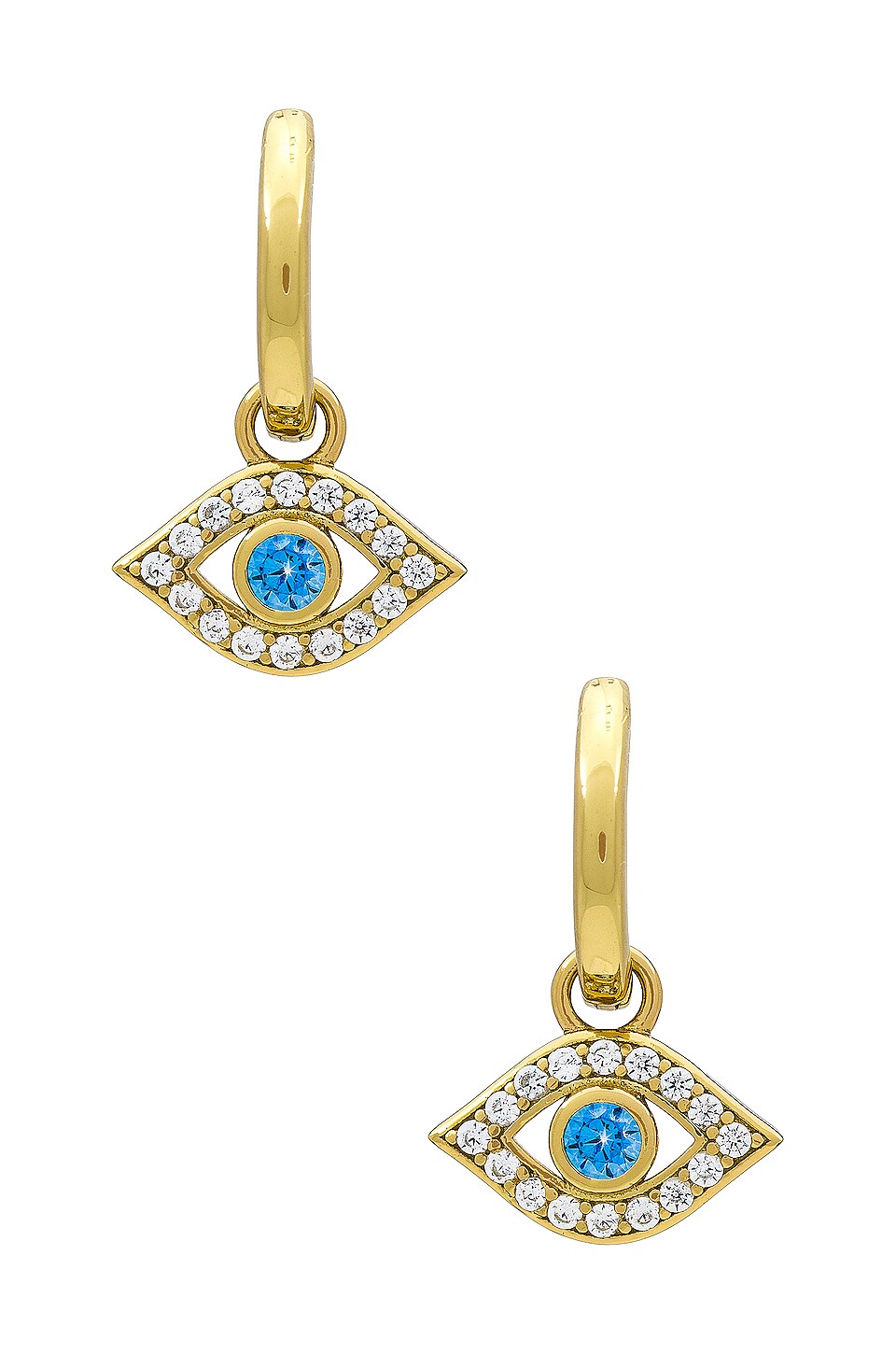 SHASHI Evil Eye Pave Huggie in Gold