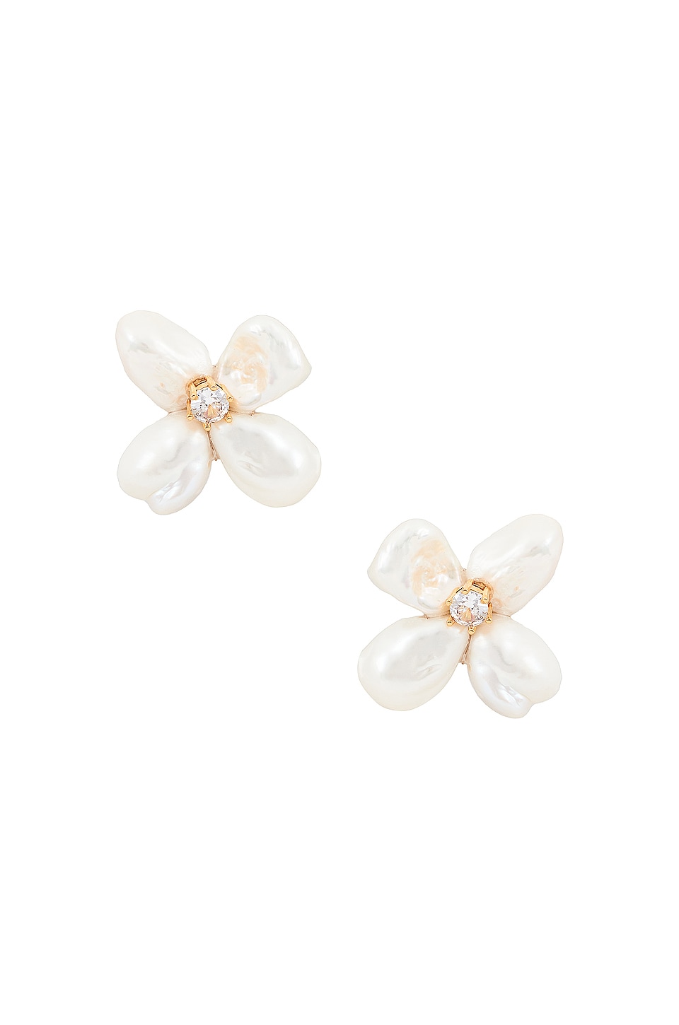 SHASHI Flower Pearl Earrings in Ivory | REVOLVE
