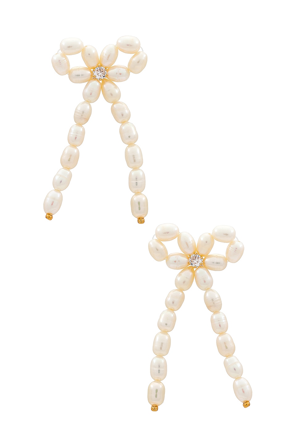 Freshwater Pearl Bow and Crystal Drop Single Earring – I'MMANY London