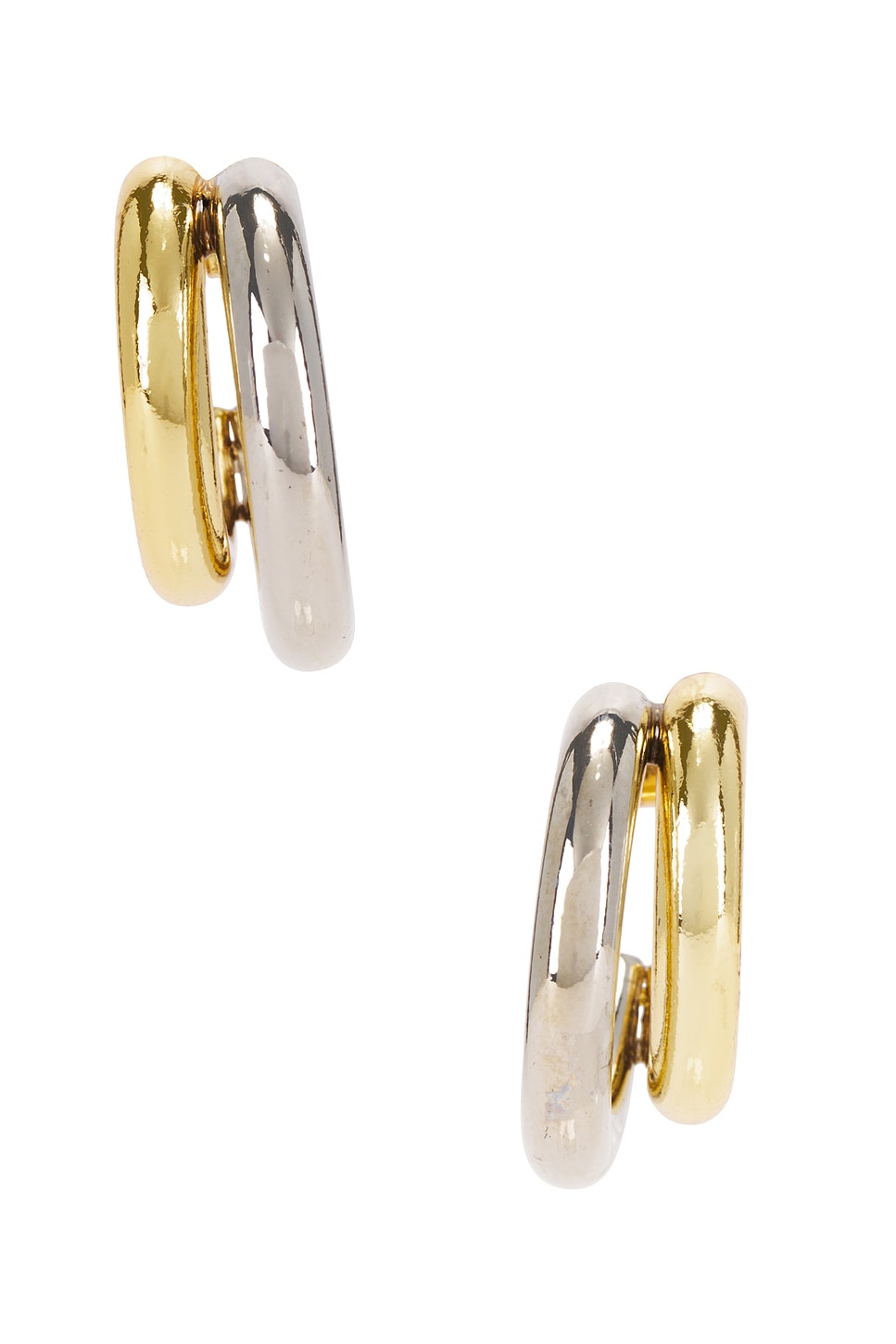 SHASHI Two Toned Ford Huggie in Gold Silver REVOLVE