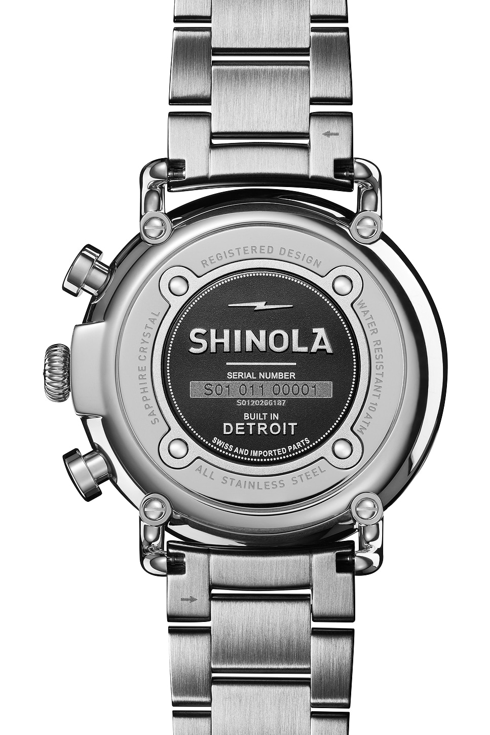 Shinola Runwell 2 Eye Chrono 41mm Watch Silver Bracelet in Black