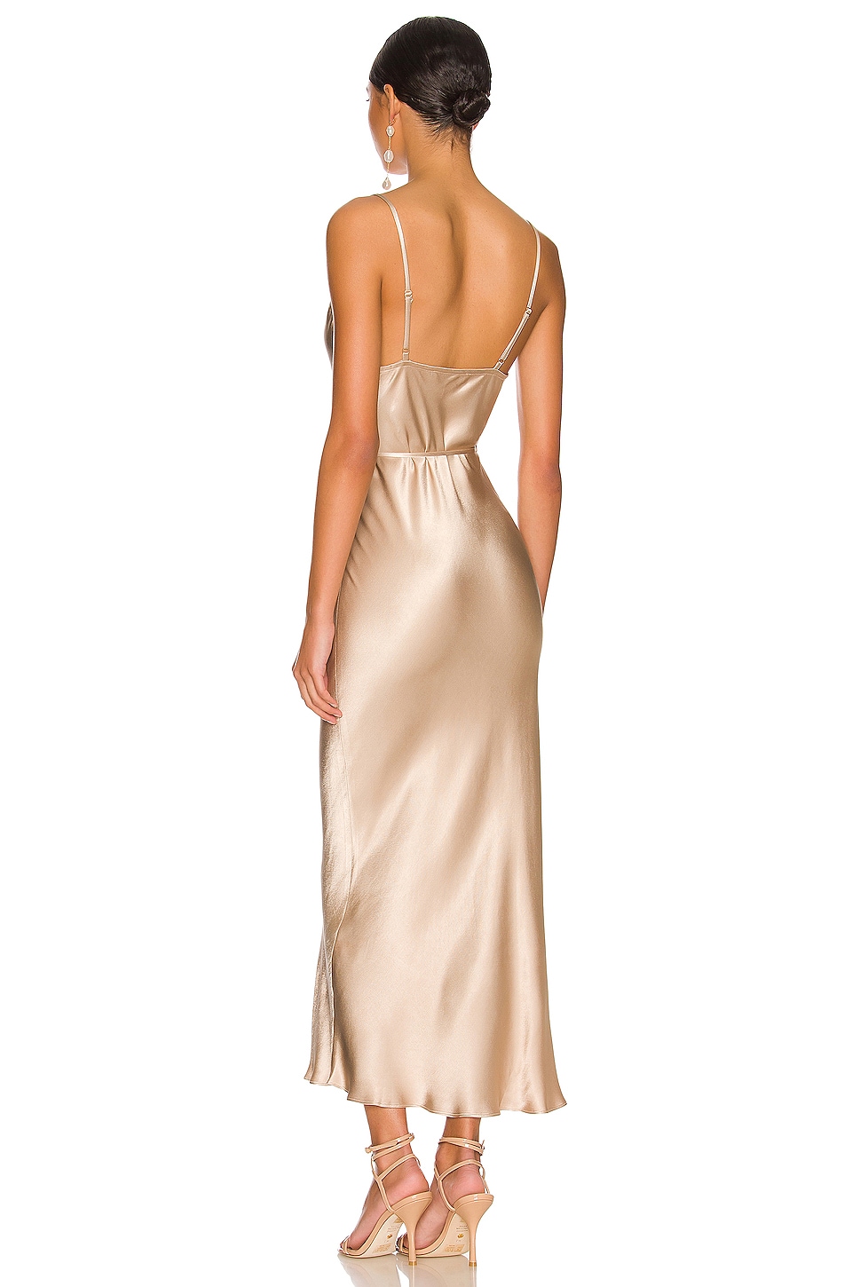 Shona Joy La Lune Bias Cowl Midi Dress in Gold | REVOLVE