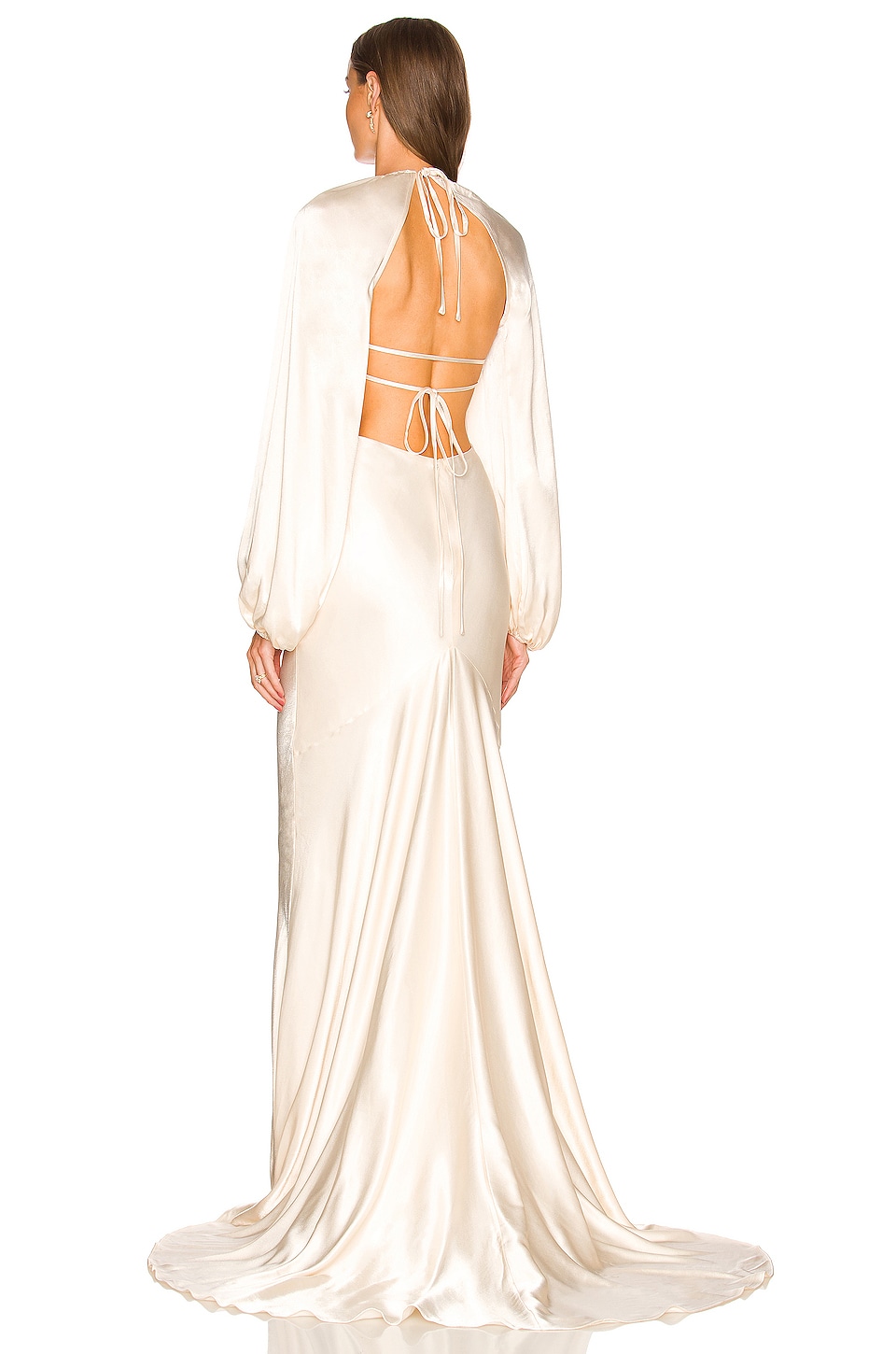 Shona Joy La Lune Balloon Sleeve Open Back Maxi Dress in Cream | REVOLVE