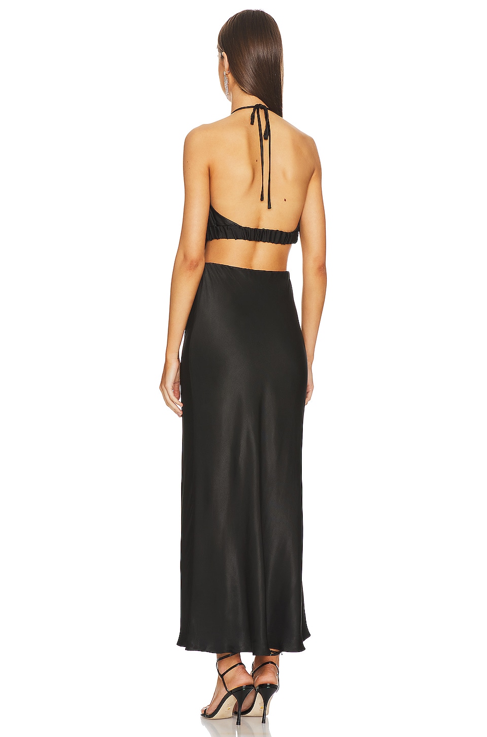 Angelica Ruched Open Back Midi Dress