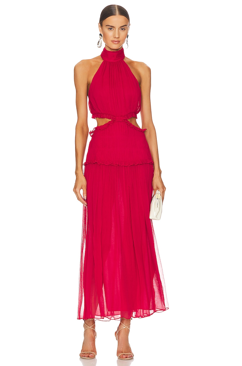 Red Long Sleeve Midi Dress | Bardot | SilkFred