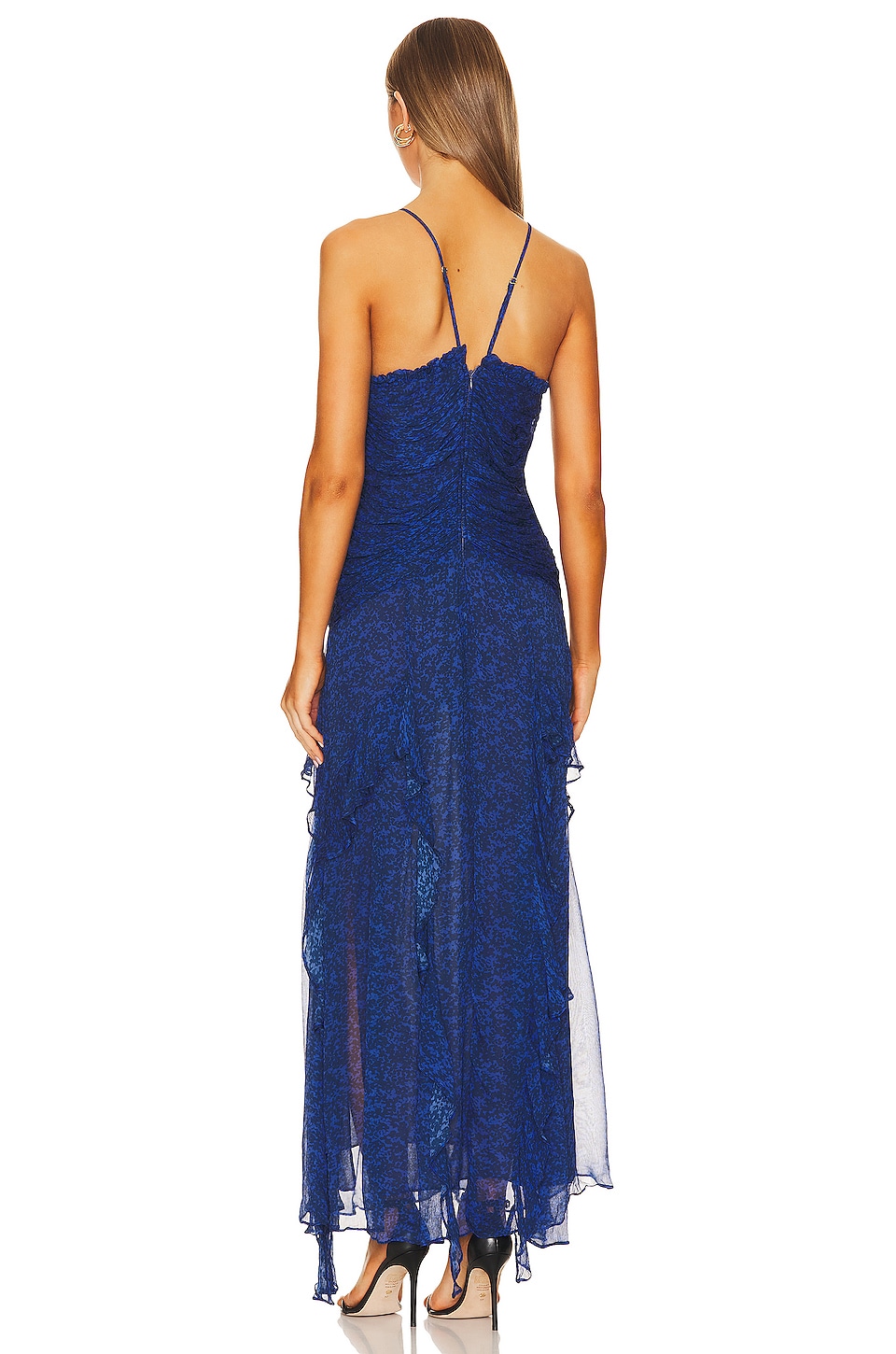 ワンピース Weekend Navy Blue Stretch Viscose Blend Sheere Dress Crinkle Viscose Dress - Deep Navy Spot – Blue Illusion