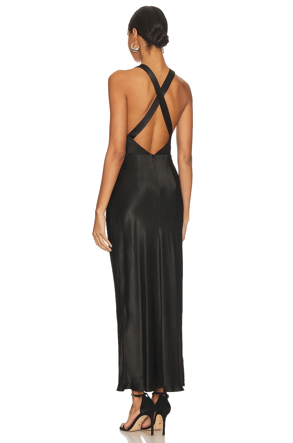 Shona Joy Camille Lace Cross Back Midi Dress in Black | REVOLVE