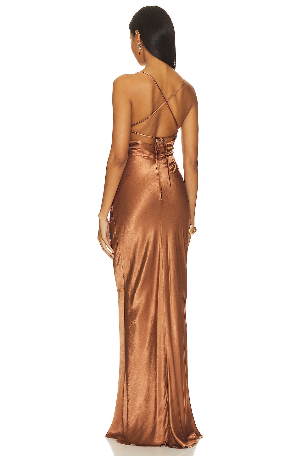 La Lune Ruched Backless Slip Dress