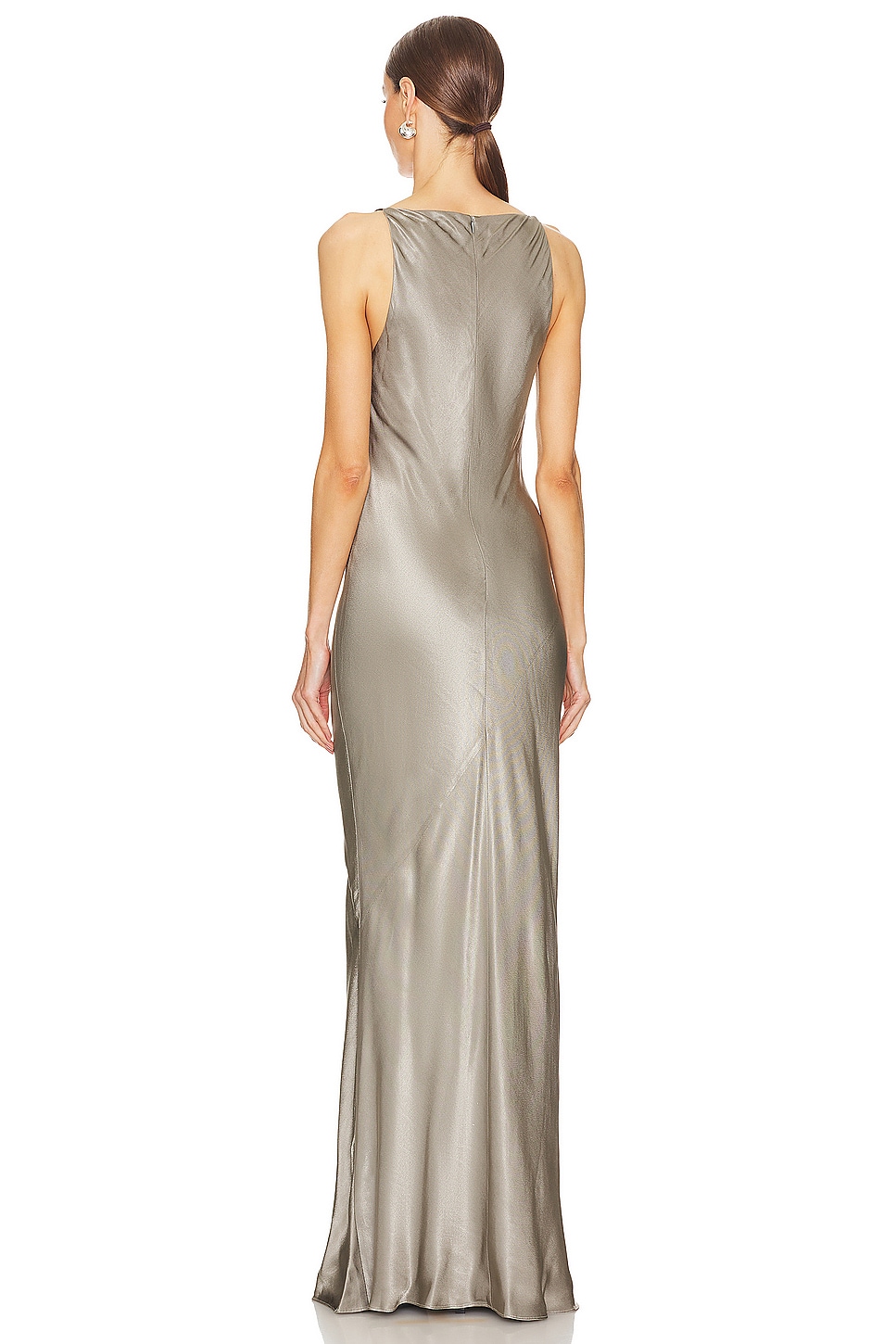 La Lune High Neck Cowl Maxi Dress