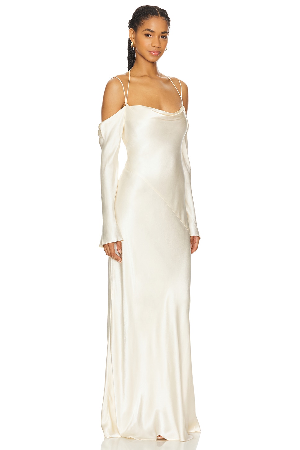 La Lune Off Shoulder Tie Maxi Dress