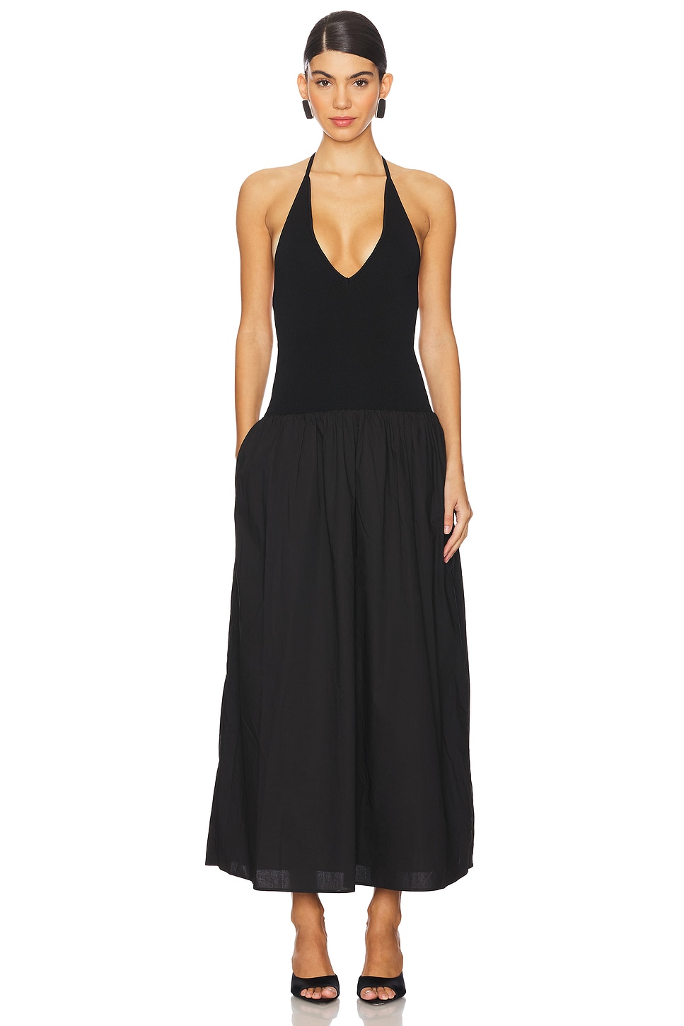 Shona Joy Aliah Halter Midi Dress in Black