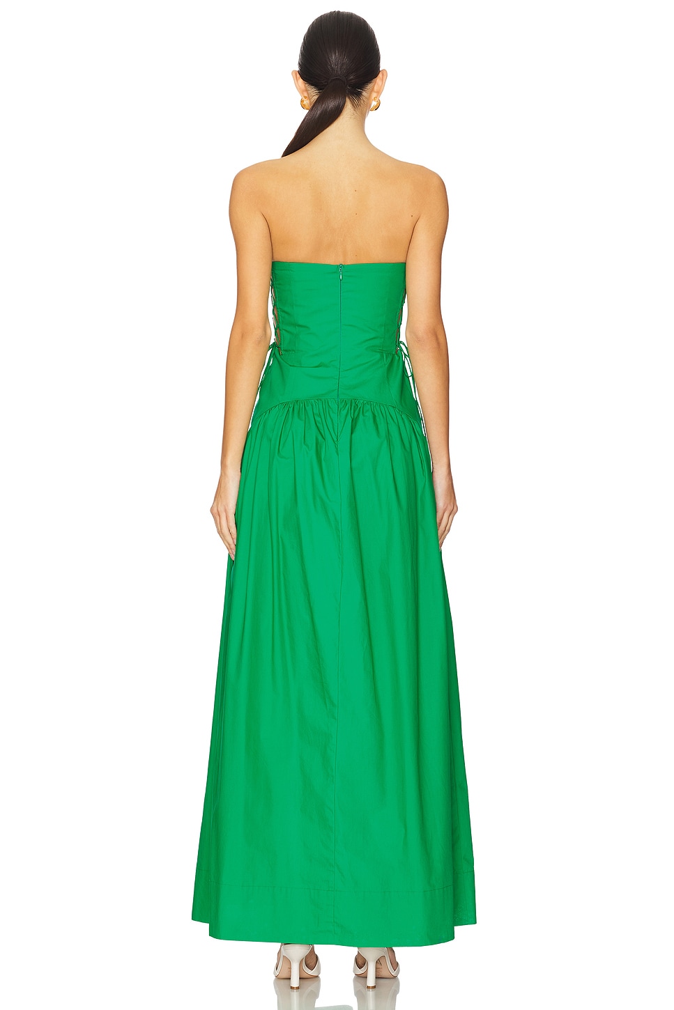 Maiori Lace Up Strapless Maxi Dress