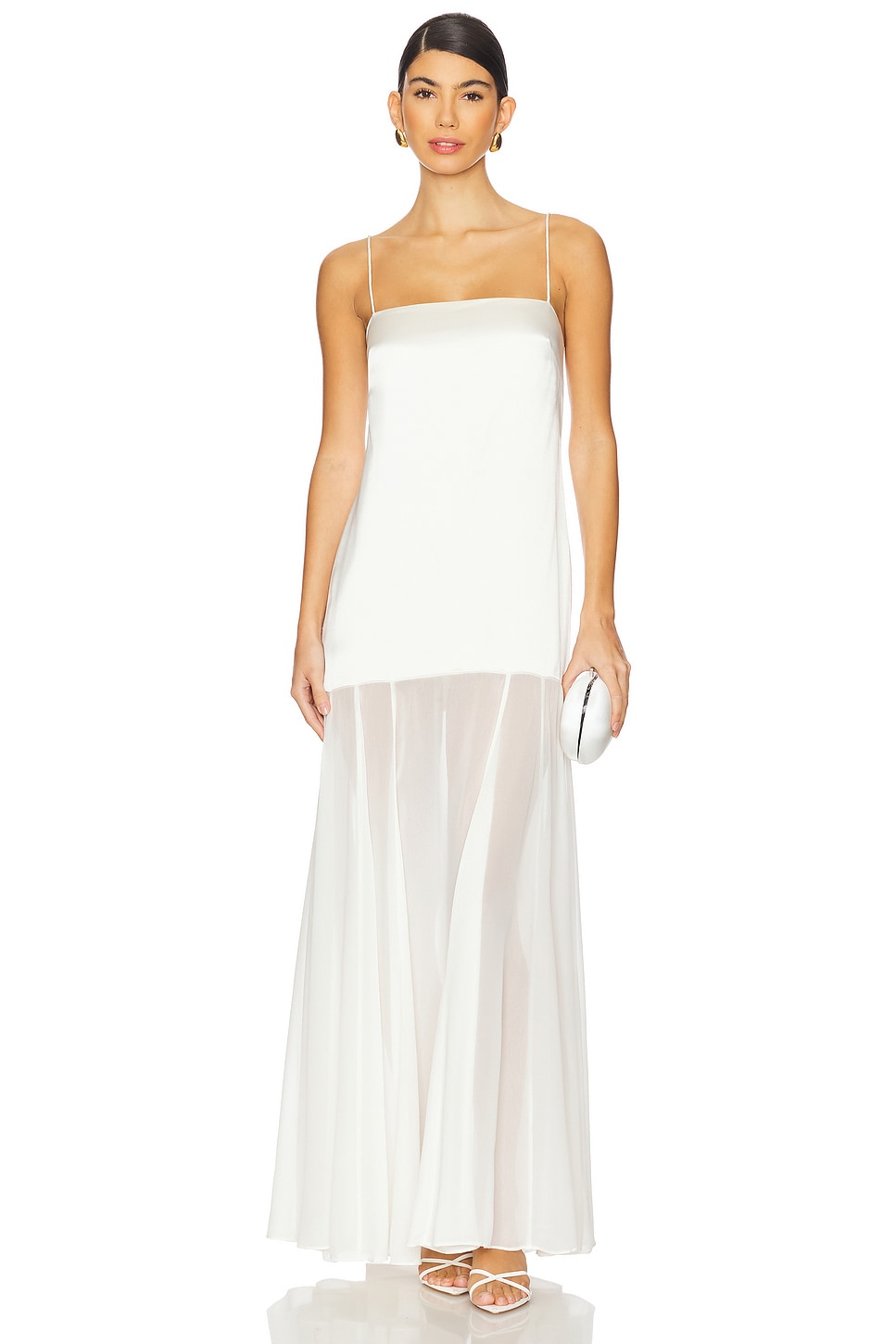 Shona Joy Moraya Dropped Waist Maxi Dress in Ivory | REVOLVE