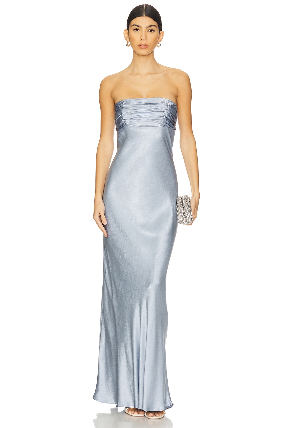La Lune Strapless Ruched Bodice Maxi Dress - Thumbnail 1
