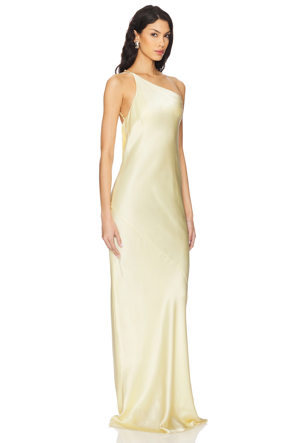 La Lune One Shoulder Cowl Back Maxi Dress - Thumbnail 2