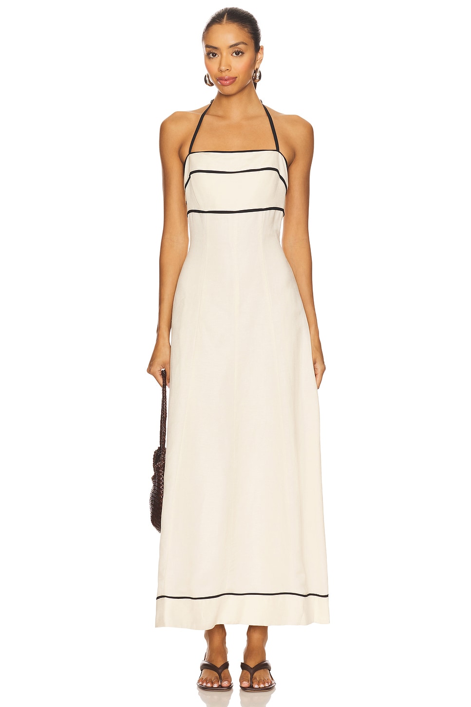 linen-blend button-through maxi dress LINEN BLEND BUTTON DRESS main image 1