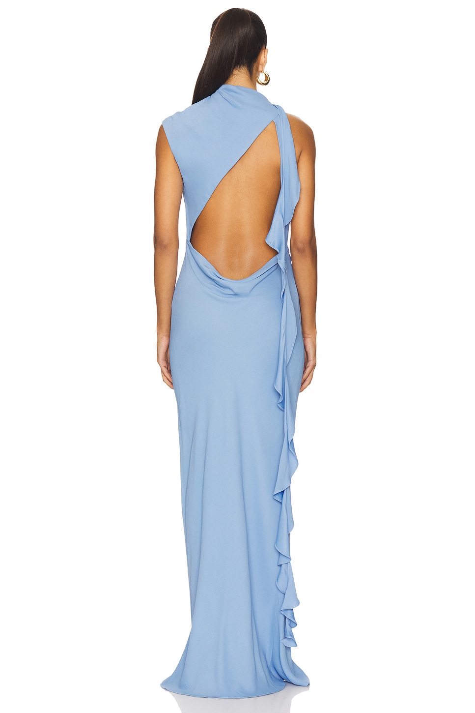 Shona Joy Rio Draped Ruffle Maxi Dress in Cornflower Blue | REVOLVE