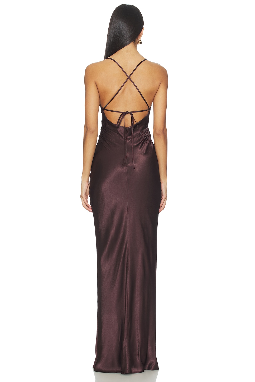 strapless open back dress Rent Rotate Grace Light Blue Satin Midi Dress – Elegant & Sleek – Versatile