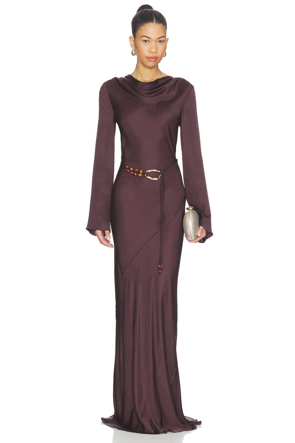 Agnes Long Sleeve Maxi Dress With Belt - thumbnail 2
