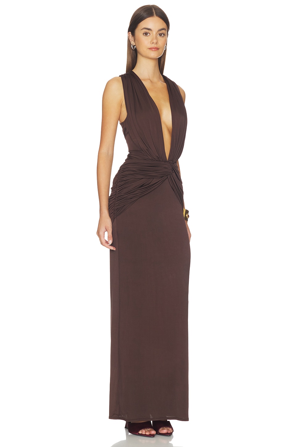 Miro Sleeveless Plunged Maxi Dress