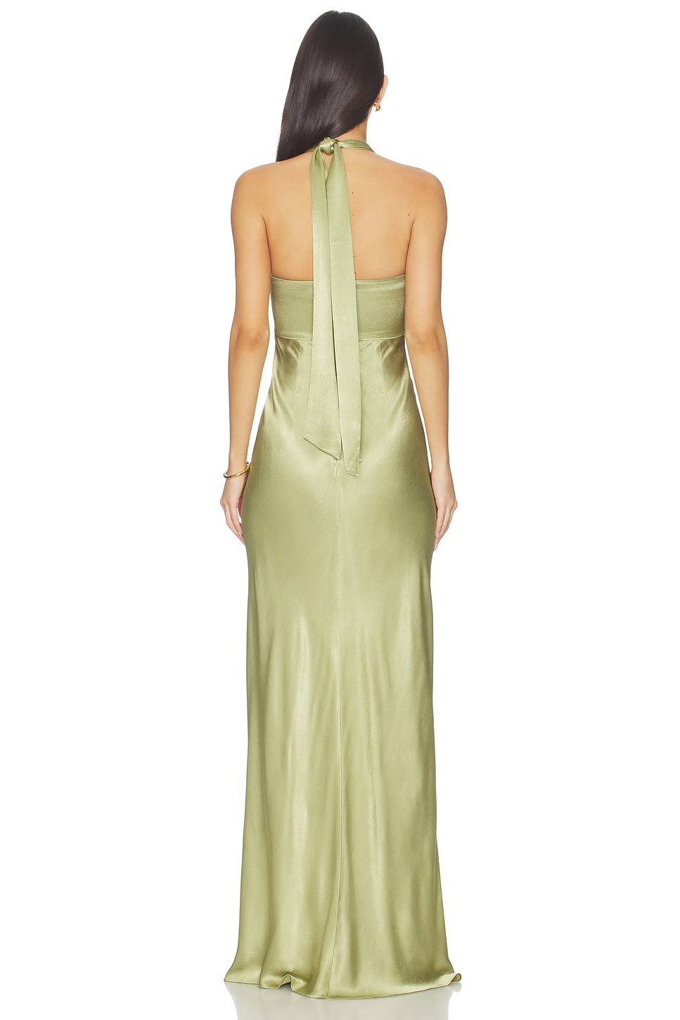 la lune high neck ruched maxi dress lemon Shona Joy La Lune Ruched Halter Maxi Dress in Yellow
