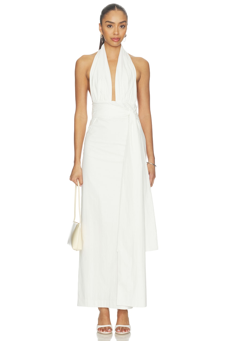 Shona Joy Campbell Halter Plunged Maxi Dress in Ivory | REVOLVE