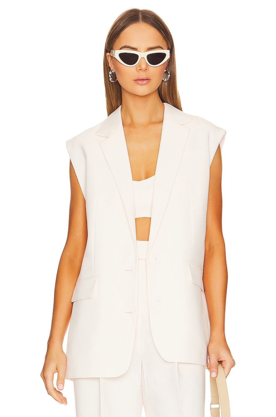 Shona Joy Irena Sleeveless Tailored Blazer in Ivory REVOLVE