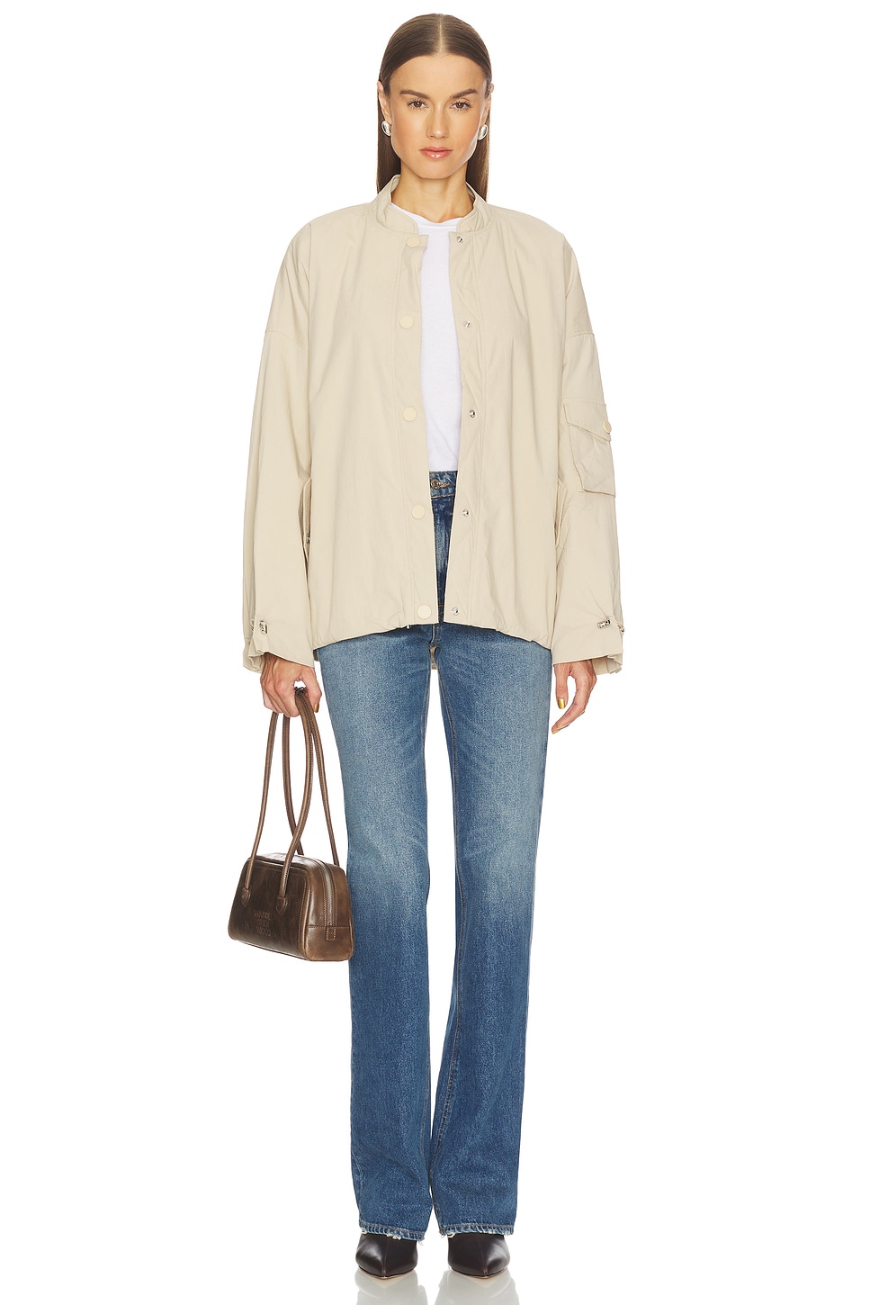 Shona Joy Campbell Bomber Jacket in Oat Milk | REVOLVE