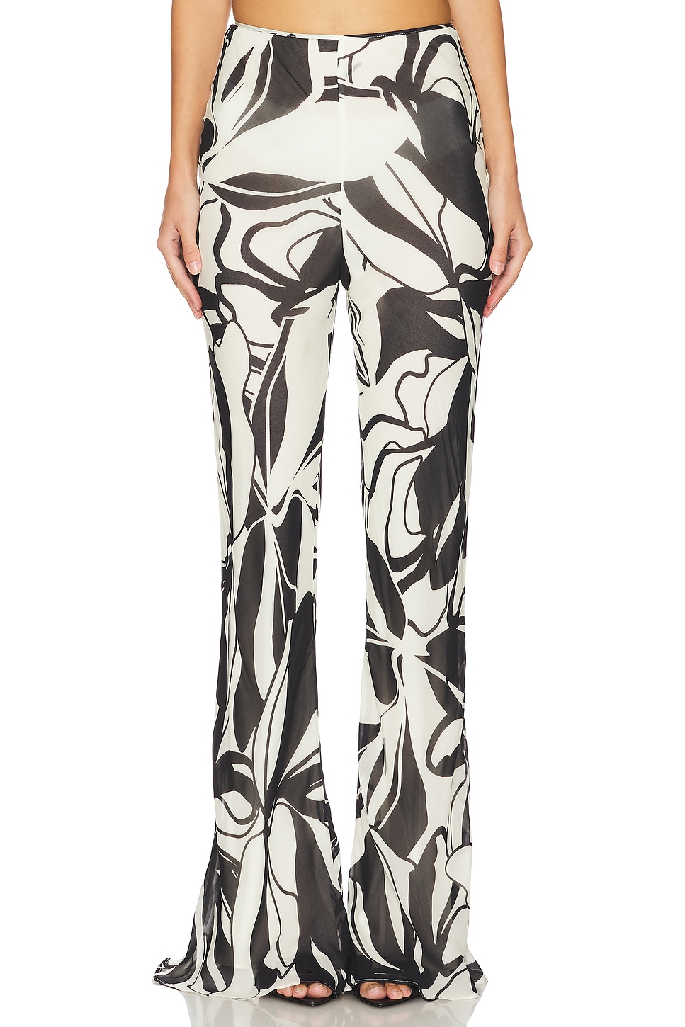 Shona Joy Imane Flared Pant in Cream Black REVOLVE