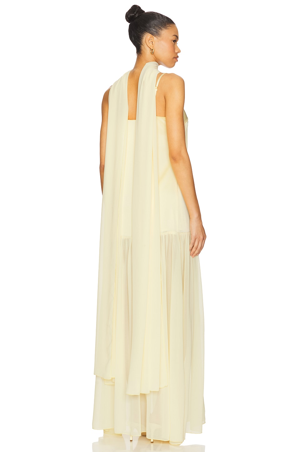 maxi pale yellow dress Petal and Pup Women's Ciao Ruffles Maxi Satin Dress