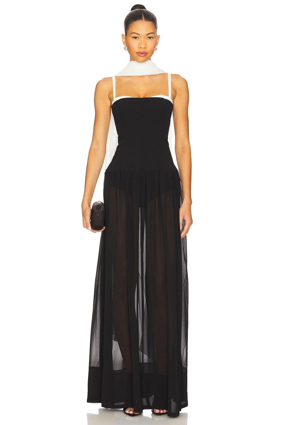 et.UNIVER Manyway frill dress ブラック✕ベージュ Many way frill dress et.UNiVER