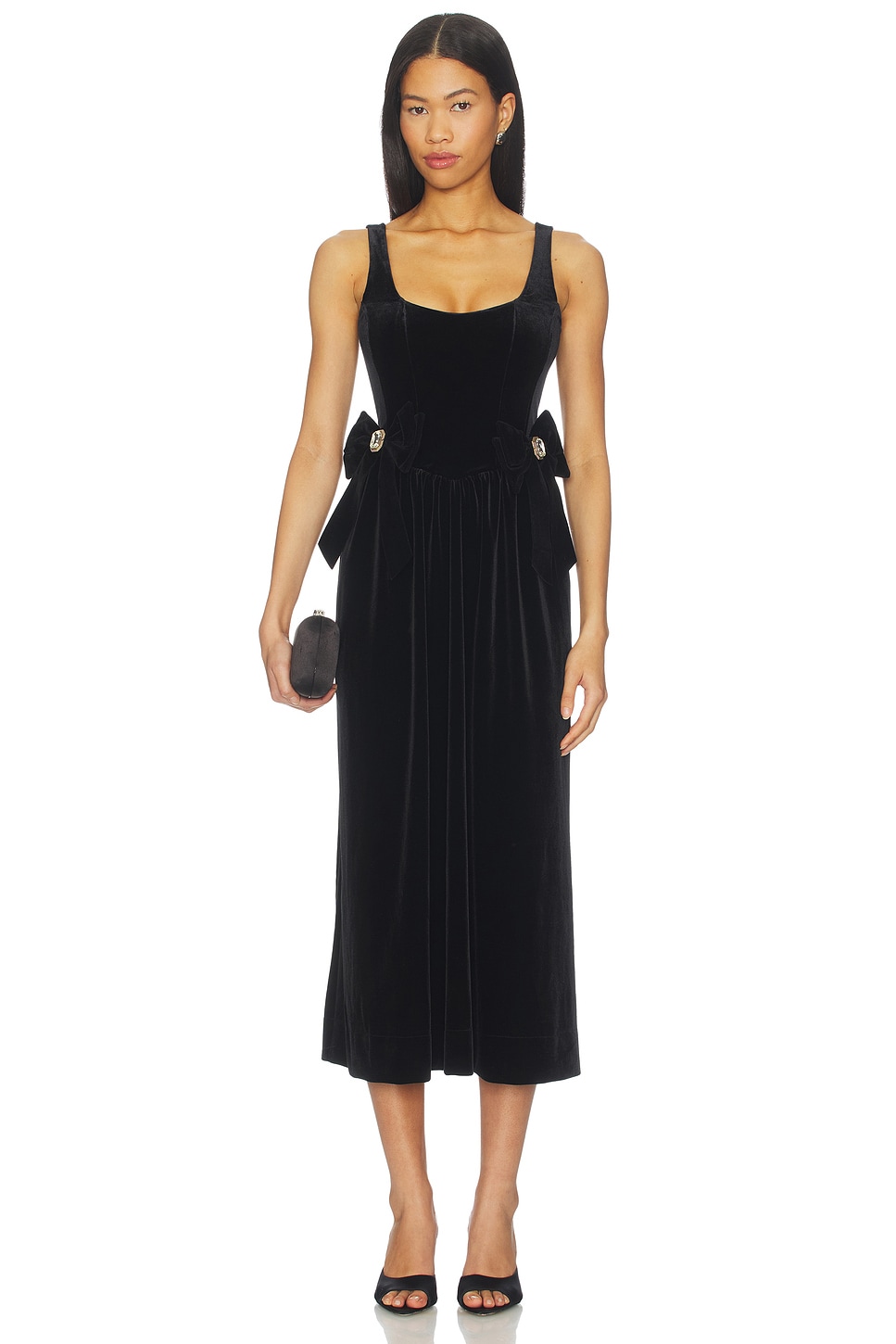 black dress valentino Valentino Black Feather-Trimmed Maxi Dress main image 0