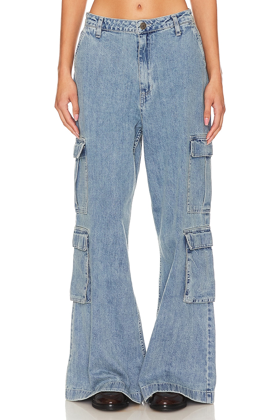【YOURNUS】Bibi String Cargo Denim Show Me Your Mumu The Cargo Jeans in Mountain Mist | REVOLVE