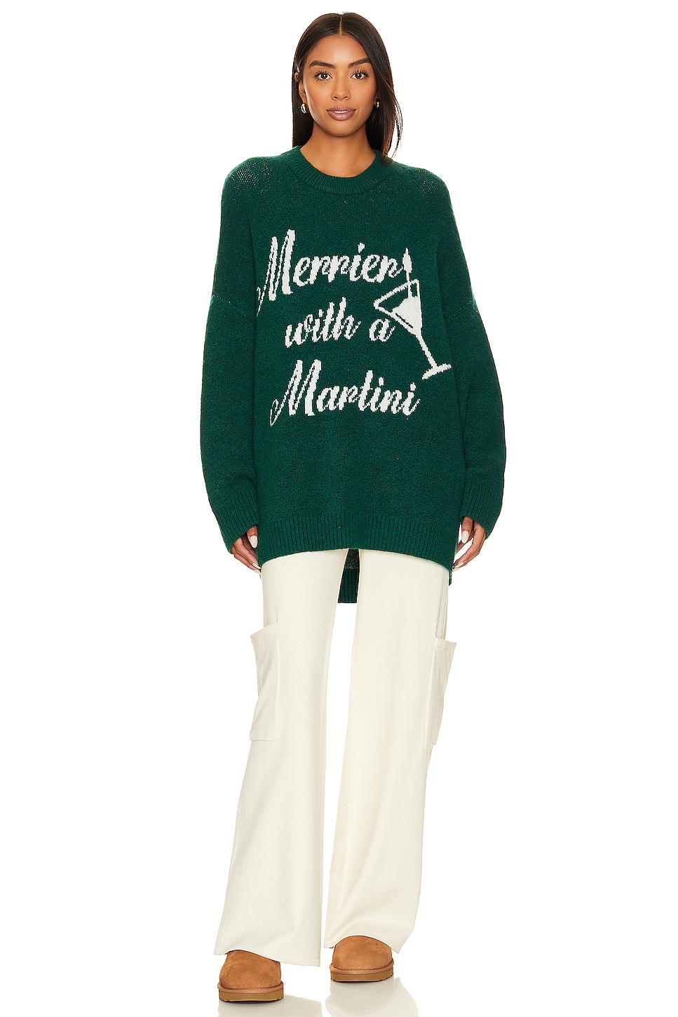 (取寄) ショウ ミー ユア ムームー レディース クラシック クルーネック セーター Show Me Your Mumu women Classic Crewneck Sweater Martini Graphic Knit Classic Crewneck Sweater ~ Season Graphic Knit – Show Me