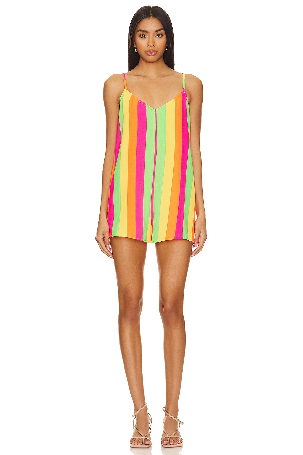 Show Me Your Mumu Rascal Romper in Neon Vacay Stripe | REVOLVE