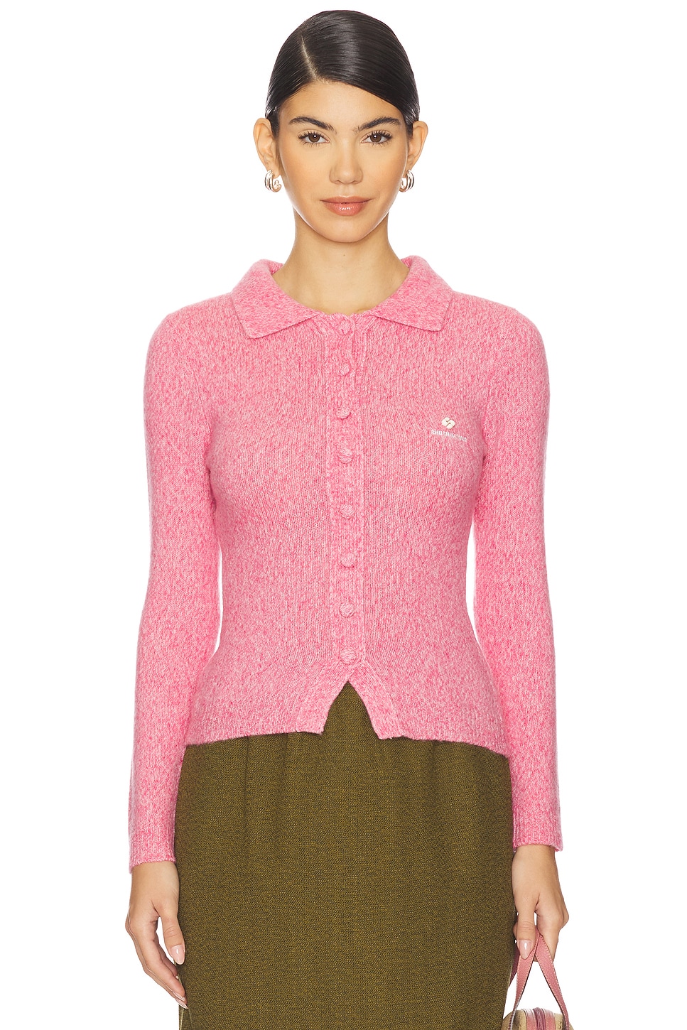 Shushu/Tong Lapel Fitted Cardigan in Pink | REVOLVE