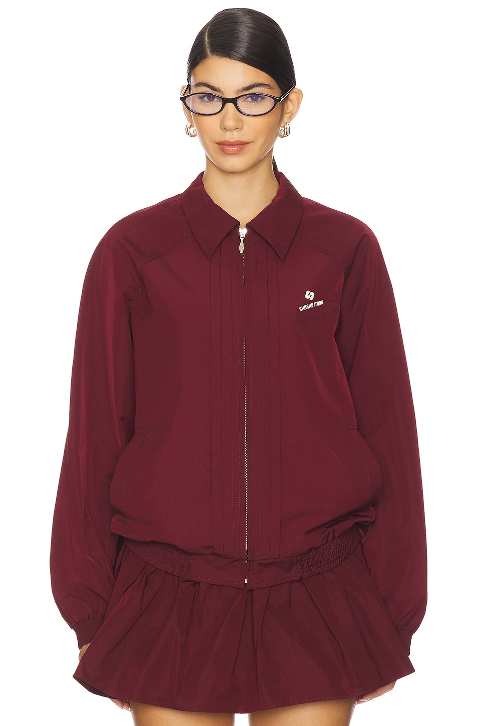 Shushu/Tong Tuck Detail Sport Jacket in Wine Red | REVOLVE