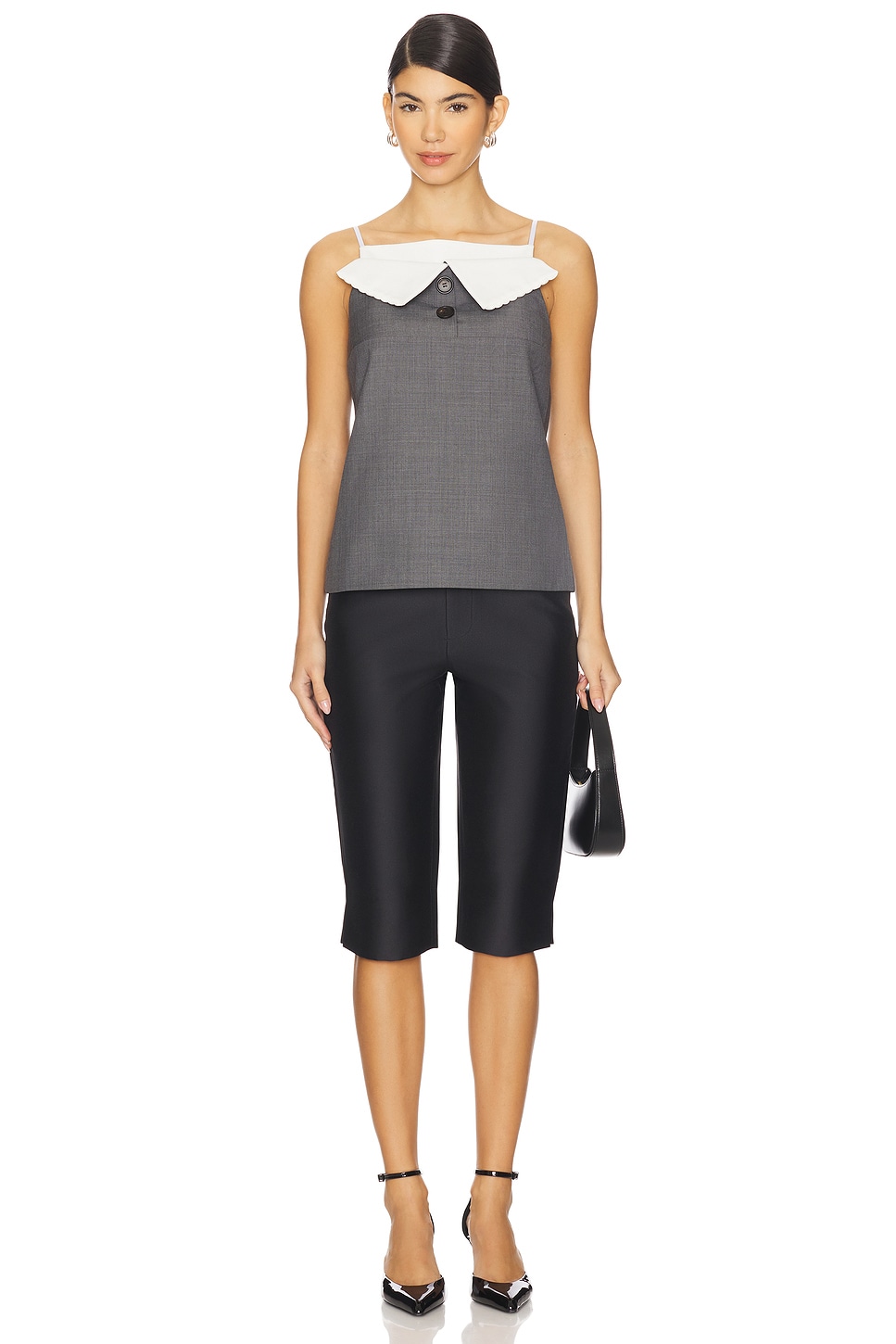 Shushu/Tong Fan-shaped Turn-down Collar Camisole Top in Grey | REVOLVE