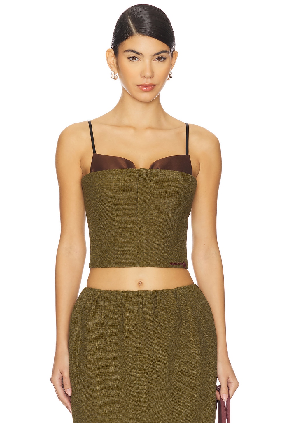 Shushu/Tong Double Bow Corset Straps Top in Green | REVOLVE