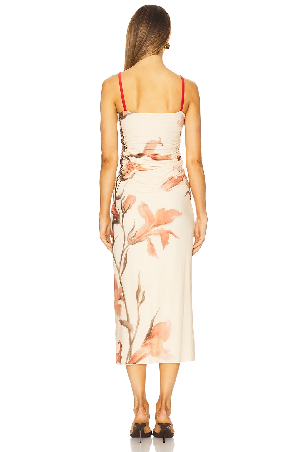 SIR. Hana Ruched Midi Dress in Gladioli Print | REVOLVE