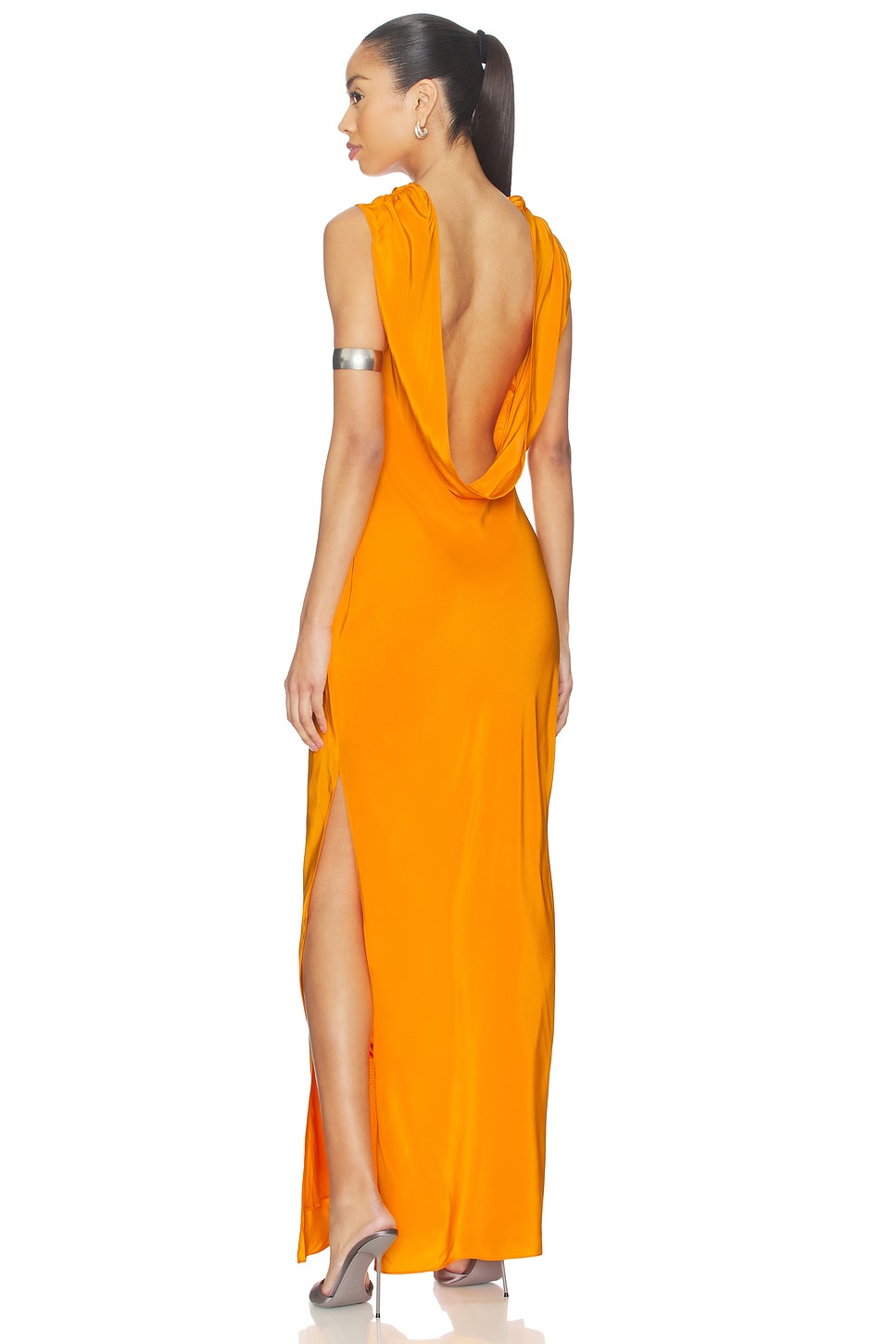 sir orange dress SIR Isla open-back draped silk crepe de chine gown