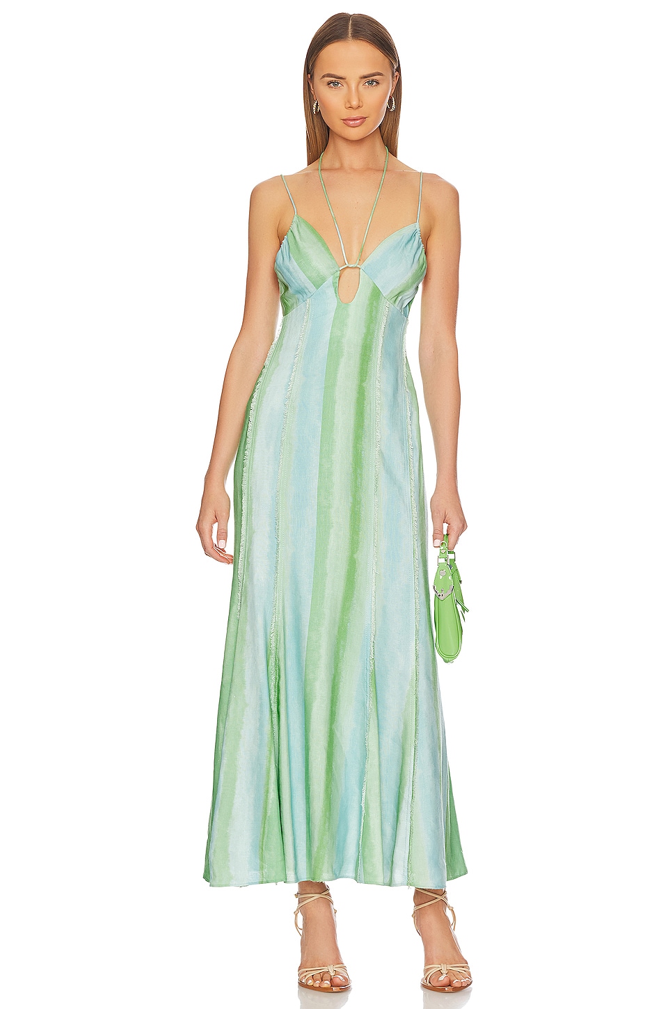 Image 1 of Aleksandra Midi Dress in Green Mirage