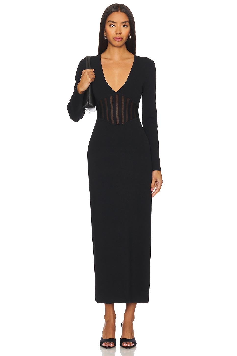 Significant Other: Black fashion Silk Midi Dress