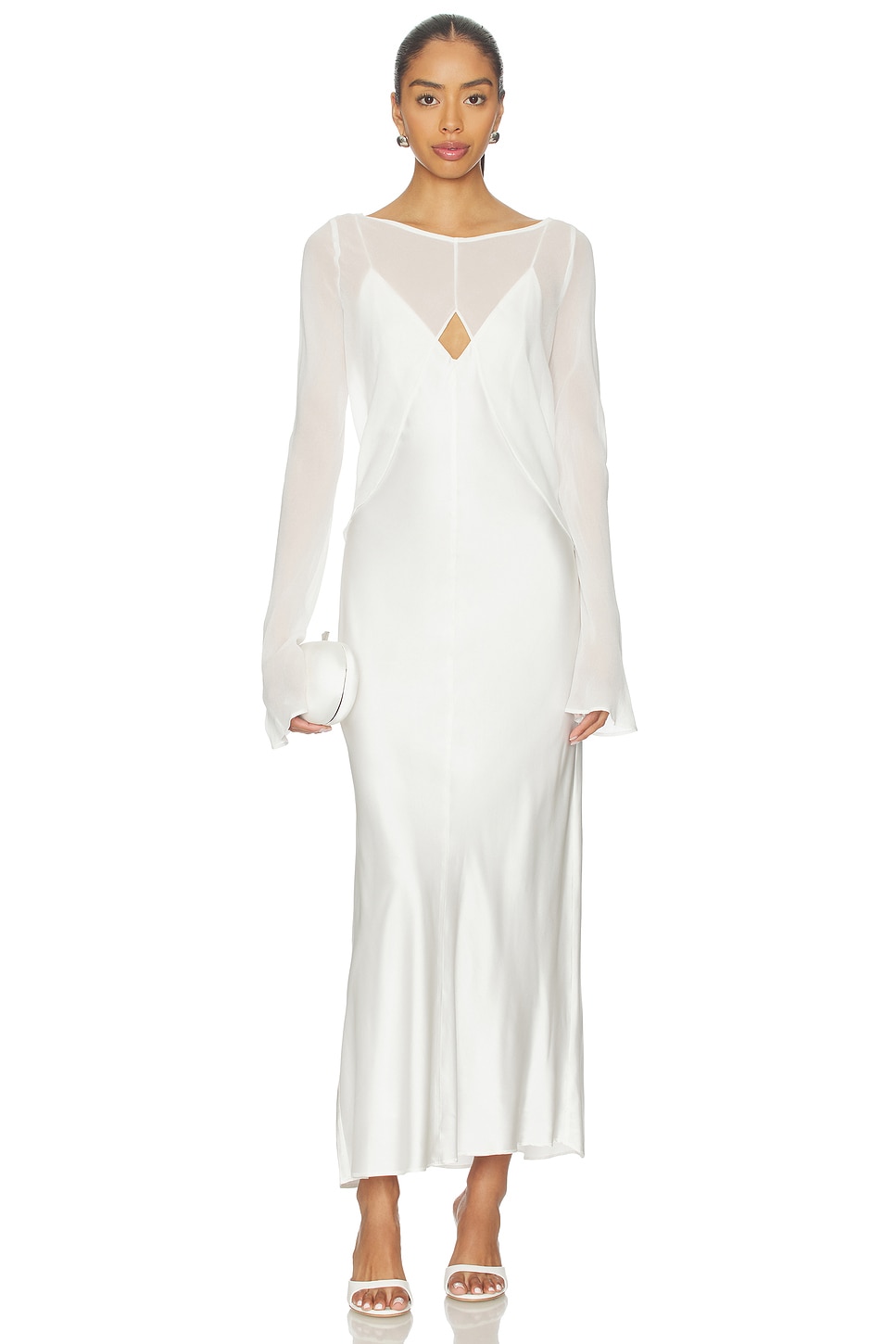 knee length dresses for ladies Historically Inspired Sheer Smocked Chemise Dress in Ivory Floral Cotton M main image 1