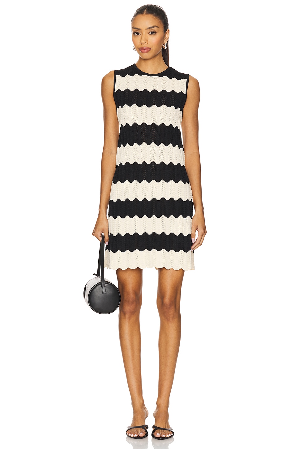 SIMONMILLER Moji Knit Mini Dress in Black & Macadamia Wave